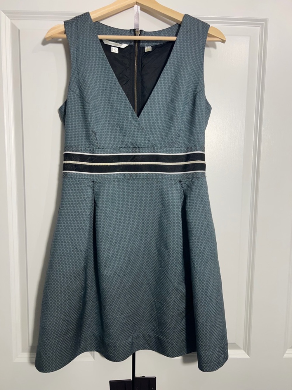 Original Penguin Teal Midi Dress with Black and White Accents